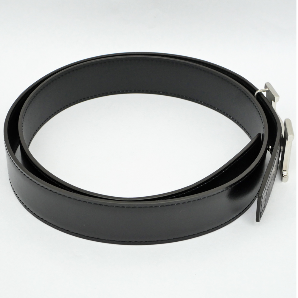 名東】エルメス ベルトバックル Hギヨシェ 32mm 90cm ブラック