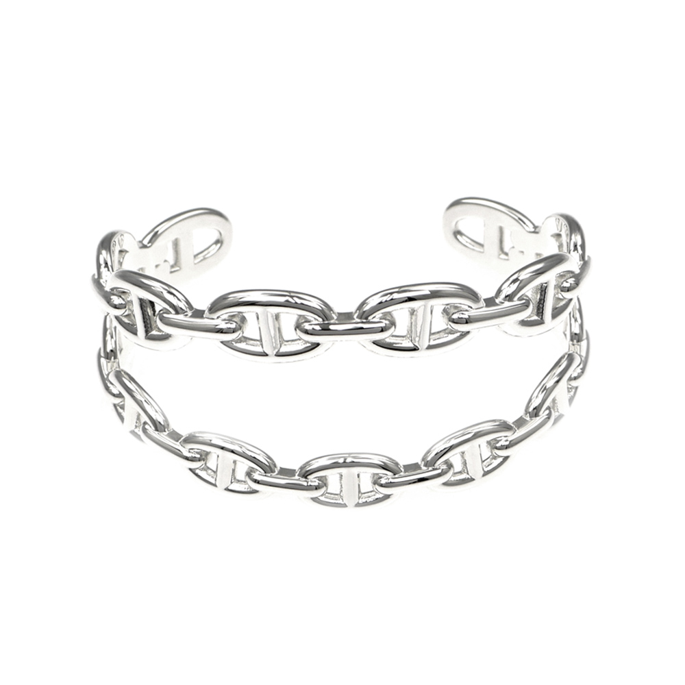 【名東】エルメス シェーヌダンクル アンシェネ ダブルブレス ST AG925 シルバー アクセサリー バングル 小物