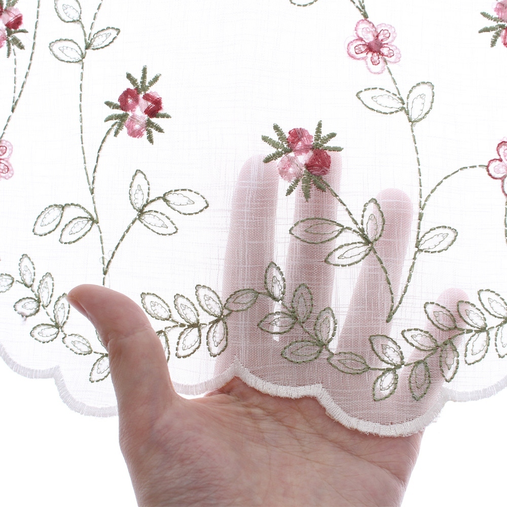 淳子 【3枚】花柄刺繍カフェカーテン 120×60 cm 新品未使用 uedakaya_fl1652-60-1