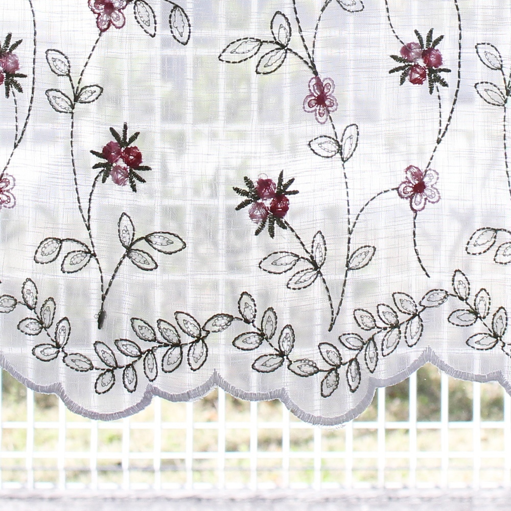 顕様特注品♡カフェカーテン♡花柄♡ロング♡ドット♡リボン♡丈115×100×2枚 繊細な刺繍 花柄 カフェカーテン 幅100〜300cmまで 丈90cm fl1652 幅