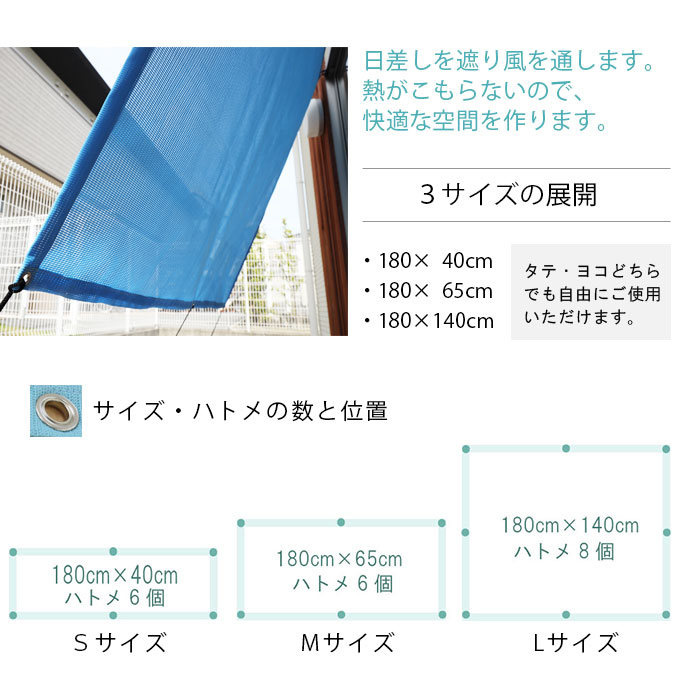 日よけ シート かろやかネット 180×65cm 1枚 Mサイズ 210806-BL-1