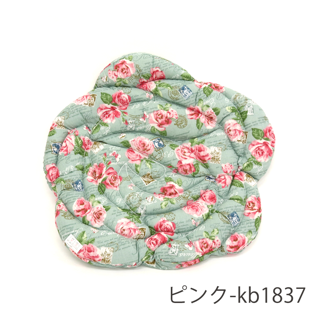 バラ型 キルト ローズ シート クッション S 約45cm×45cm 椅子