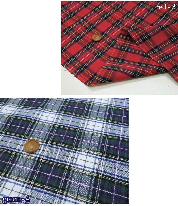 タータンチェック 生地 平織生地 先染 裏面も同じ柄