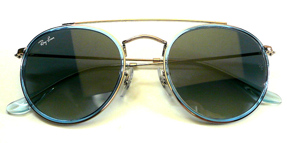⚫︎Ray-Ban RB3647 ラウンドサングラス グレー/ブルー⚫︎ Ray-Ban（レイバン） ROUND DOUBLE BRIDGE ライトブルー/グレー