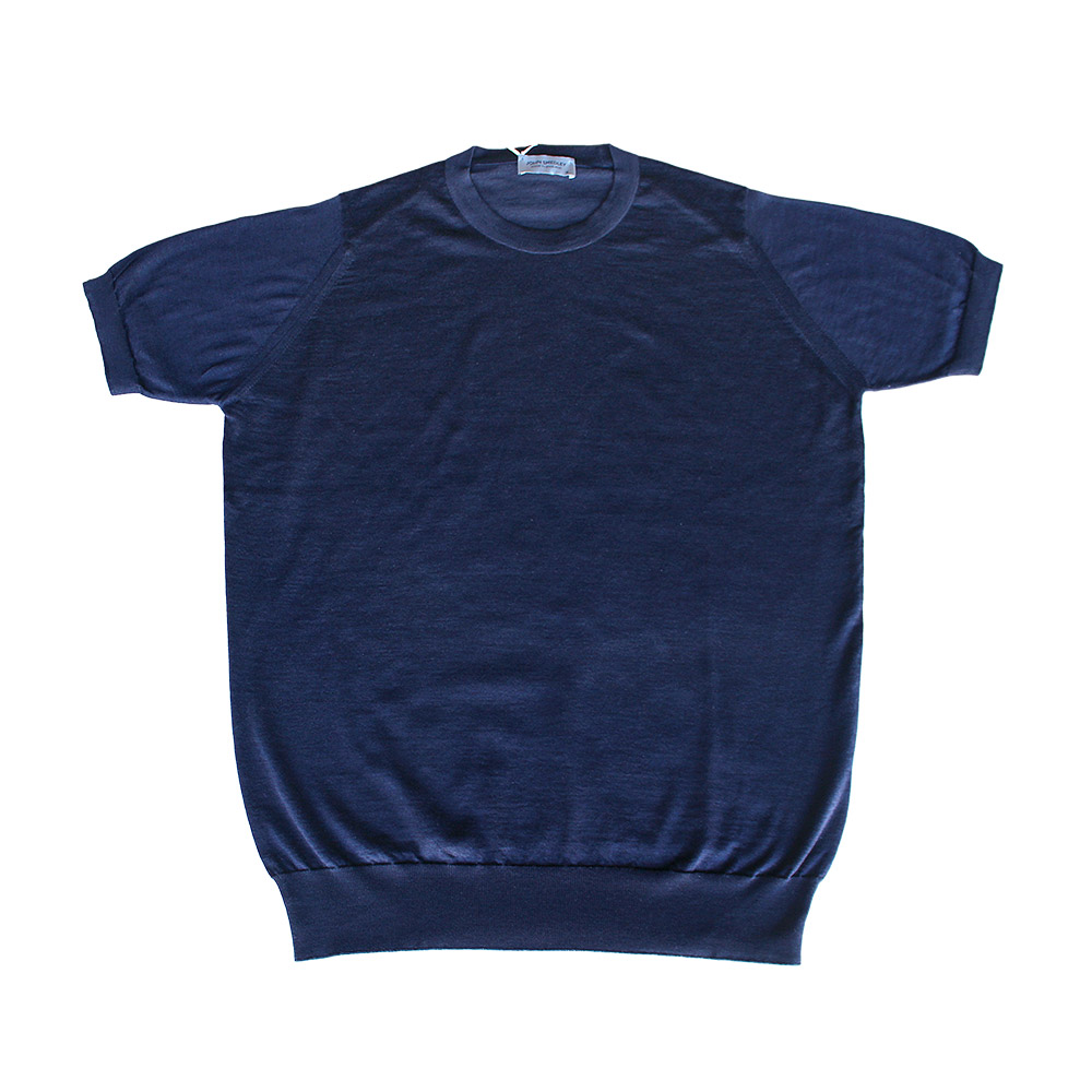 JOHN SMEDLEY ネイビー　ニットTシャツ　Mサイズ TIME SALE] JOHN SMEDLEY ジョンスメドレー 24G 胸ポケット