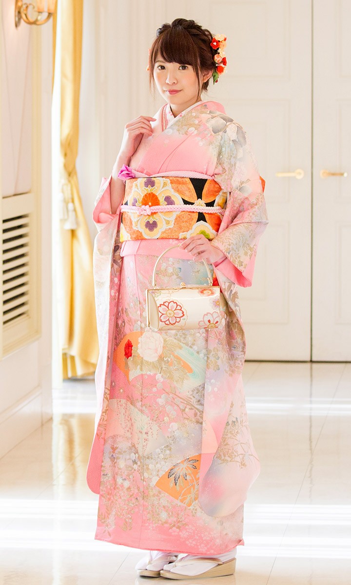 格安！　振袖フルセット　8点　成人式　結婚式　前撮り　ピンク　御所車　リボン 振袖 総絞り 振袖レンタル ピンク 成人式 1月 安い レトロ 結婚式
