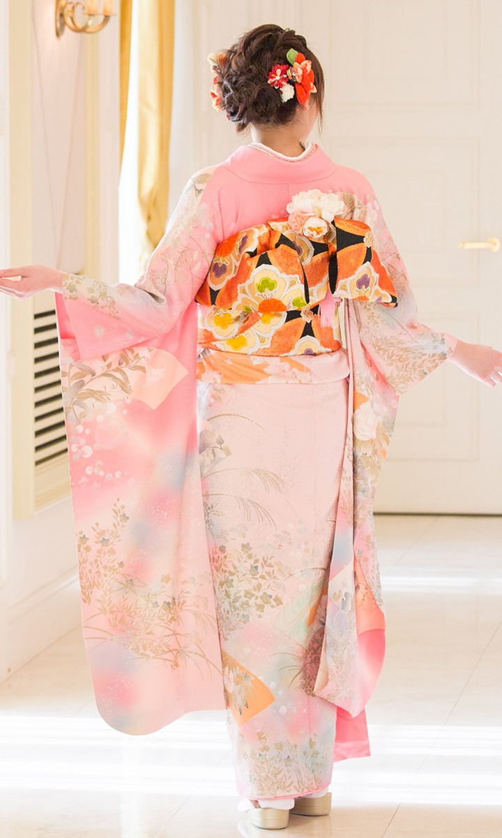 高級正絹 振袖レンタル 送料無料 FS-009 ピンク系 振袖 成人式