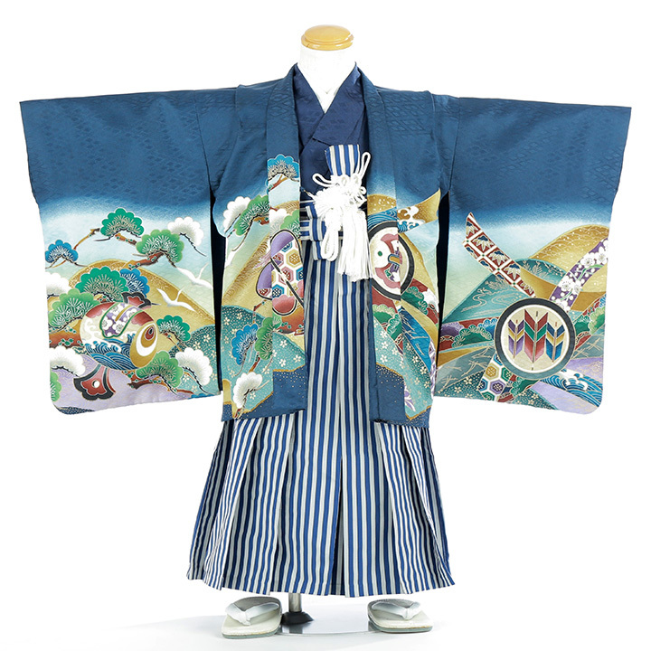 レンタル753着物 送料無料 フルセットレンタル 七五三羽織袴 F3230 三
