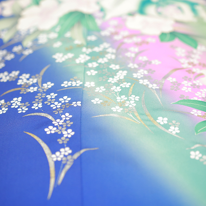 高級正絹 振袖レンタル 送料無料 FS-024 青系 振袖 成人式 レンタル