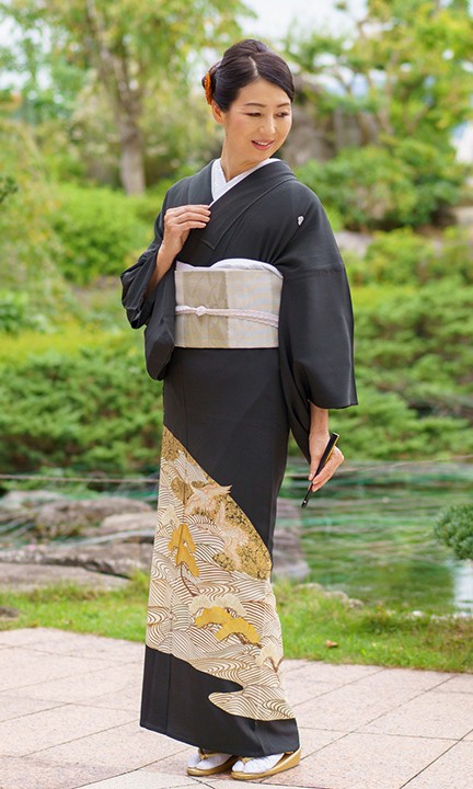 レンタル フルセット 高級 夏用 単衣 留袖 HETS-030 鶴と松 結婚式