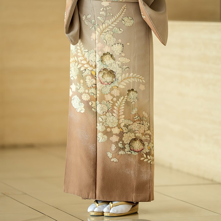 レンタル フルセット 高級正絹 訪問着 HO-FU315 白藤色 辻が花