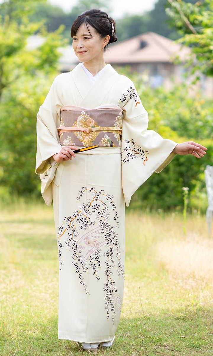 レンタル フルセット 高級正絹 訪問着 HO-FU322 女郎花色（おみなえし