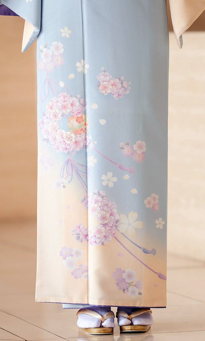 レンタル フルセット 訪問着 HO-MA701 薄い水色 花薬玉と桜 結婚式