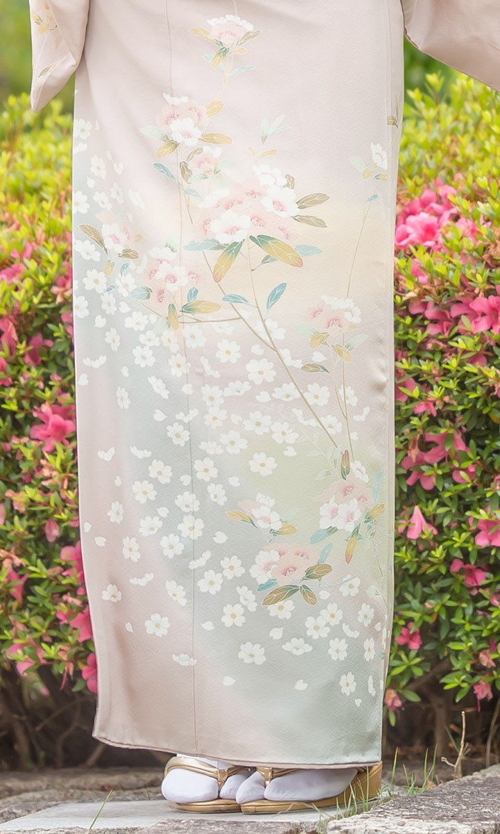 レンタル フルセット 高級正絹 訪問着 HO-MI087 桜色 夾竹桃 桜 結婚式