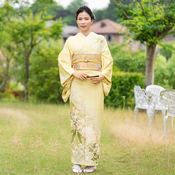 訪問着フルセット 半雪輪 菊 梅の木 波 大人可愛い 金彩加工 着物