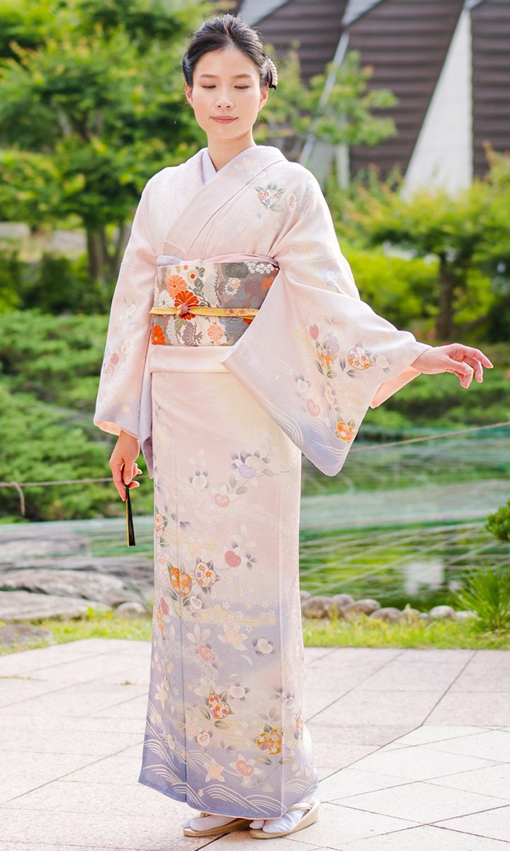 レンタル フルセット 高級正絹 訪問着 レンタル HO-MI101 桜色 橘 結婚