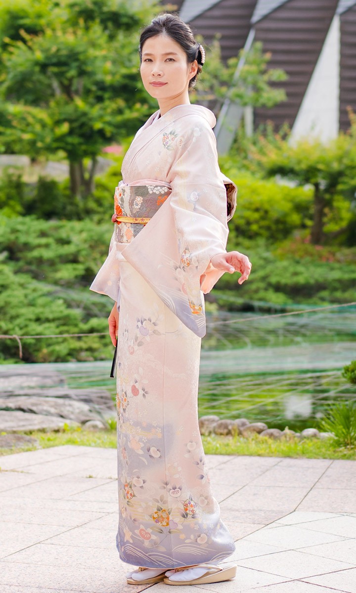 レンタル フルセット 高級正絹 訪問着 HO-MI101 桜色 橘 結婚式 入学式
