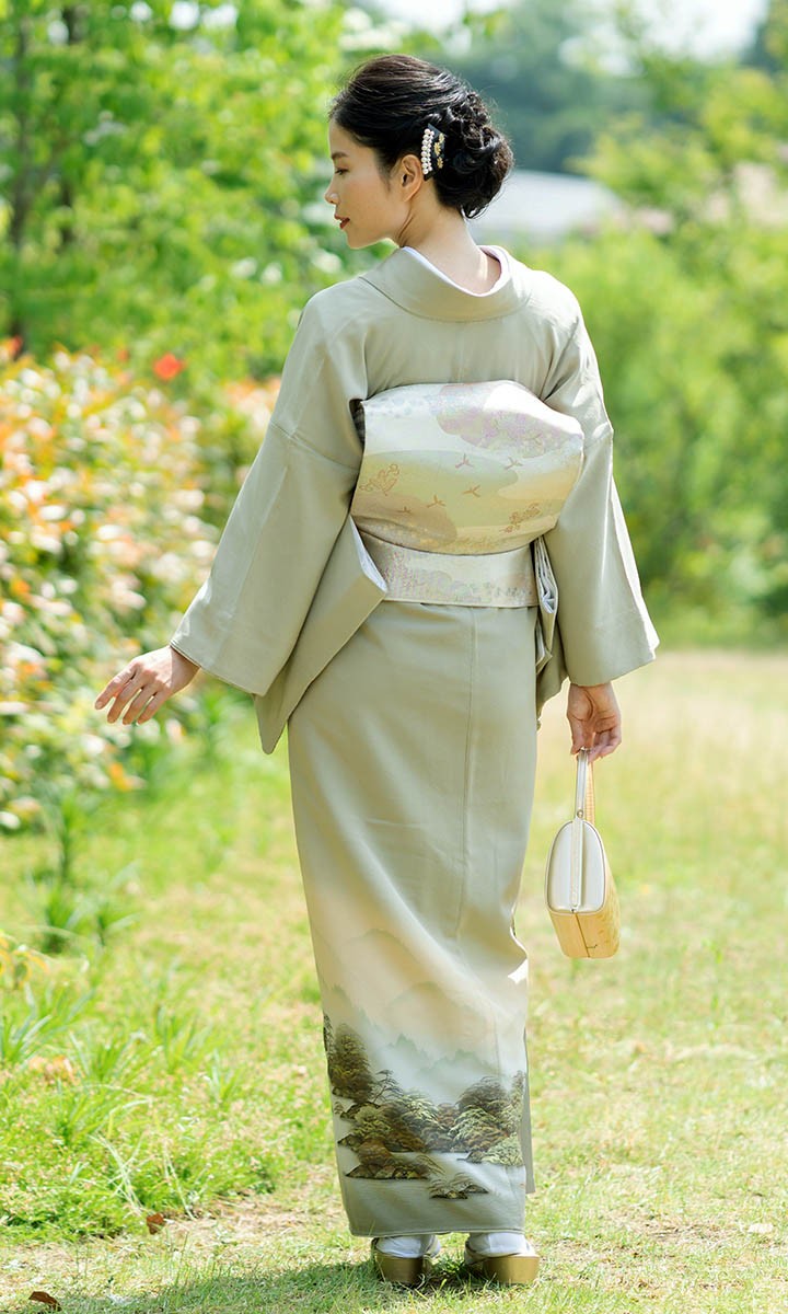 高級 色留袖レンタル 送料無料 ITS-MI019 正絹 山葵色 海賊文様 結婚式