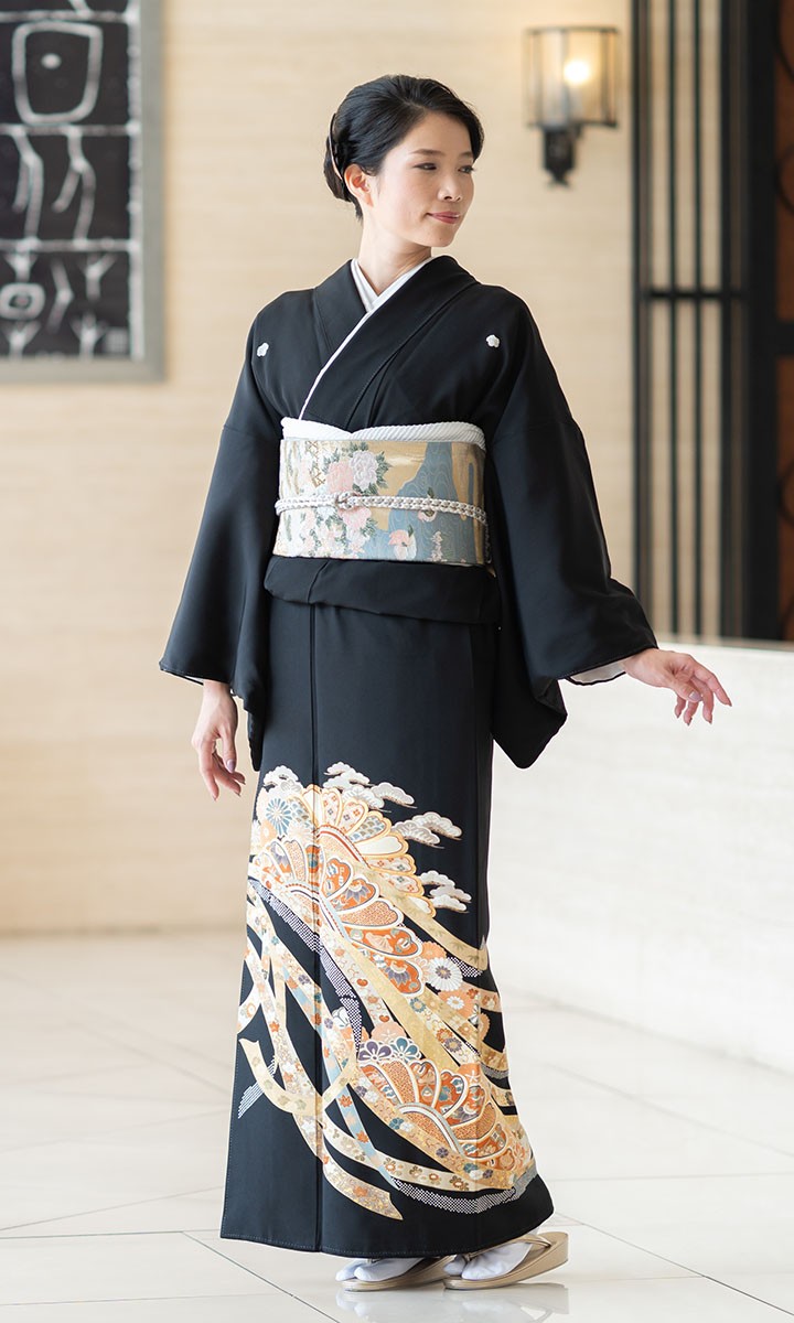 レンタル留袖 フルセット 高級正絹 留袖レンタル 熨斗目 金駒刺繍 TS