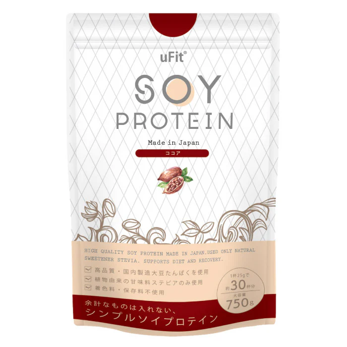 uFit Soy Protein ソイプロテイン 1.5kg 60食 無添加 人工甘味料不使用 ココア 抹茶 黒糖きな粉 カフェオレ ほうじ茶 プレーン 甘さ控えめ 溶けやすい 国内製造の画像