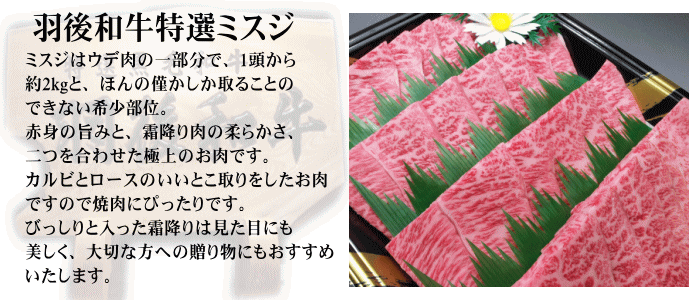 秋田県産羽後和牛　特選ミスジ焼肉用　１kg - 5