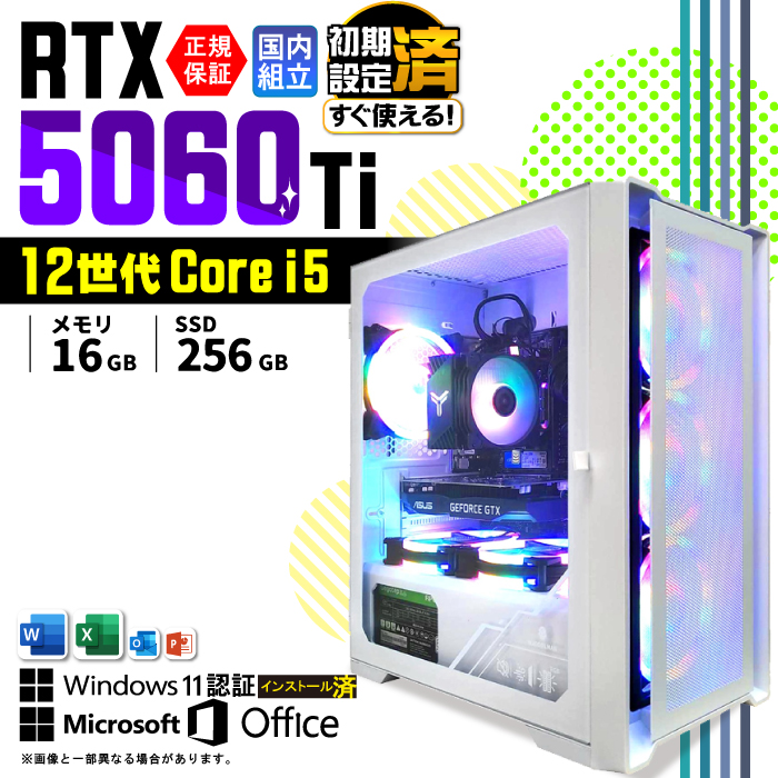 jl Q[~OPC fXNgbv RTX5060Ti 12 Corei5 Windows11 SSD 256GB 16GB Q[~O Vi p\R  Q[