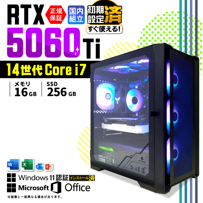 Microsoft Office t Q[~OPC fXNgbv RTX5060Ti 14 Corei7 Windows11 SSD 256GB 16GB Q[~O Vi p\R  Q[