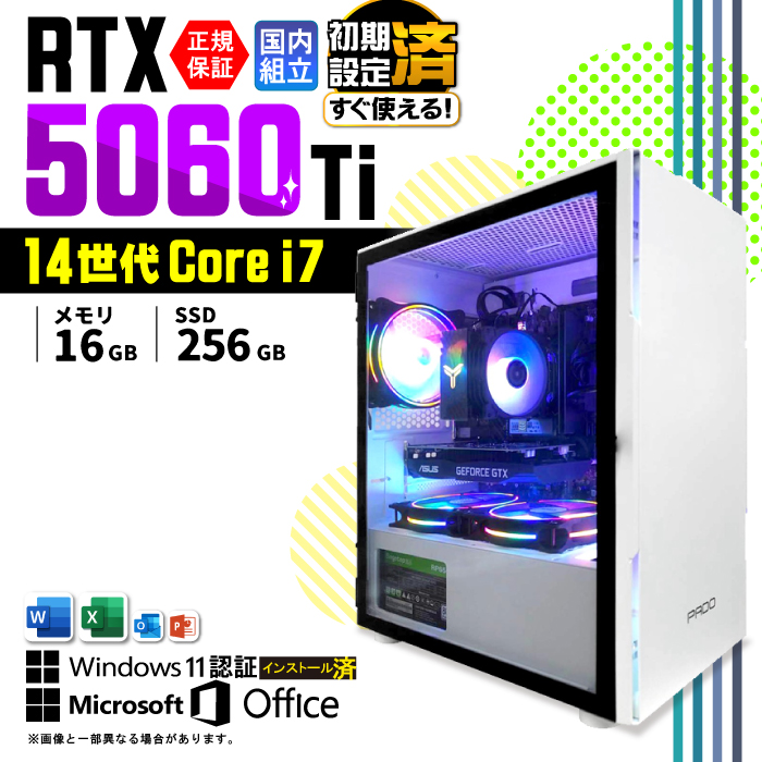 Microsoft Office t Q[~OPC fXNgbv RTX5060Ti 14 Corei7 Windows11 SSD 256GB 16GB Q[~O Vi p\R  Q[