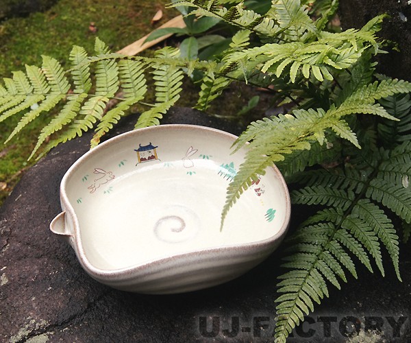 奈良 赤膚焼】 奈良絵 奈良絵片口 陶器 焼き物 茶器 茶碗 奈良