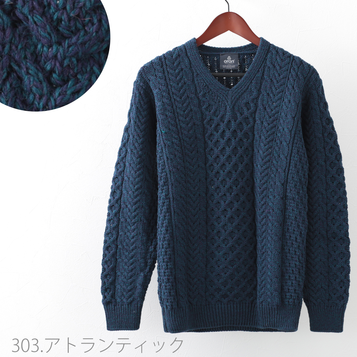 ARAN WOOLLEN MILLS アラン ウーレンミルズ メリノウール Vネック セーター 4色 ユニセックス メンズ レディース｜ukclozest｜05