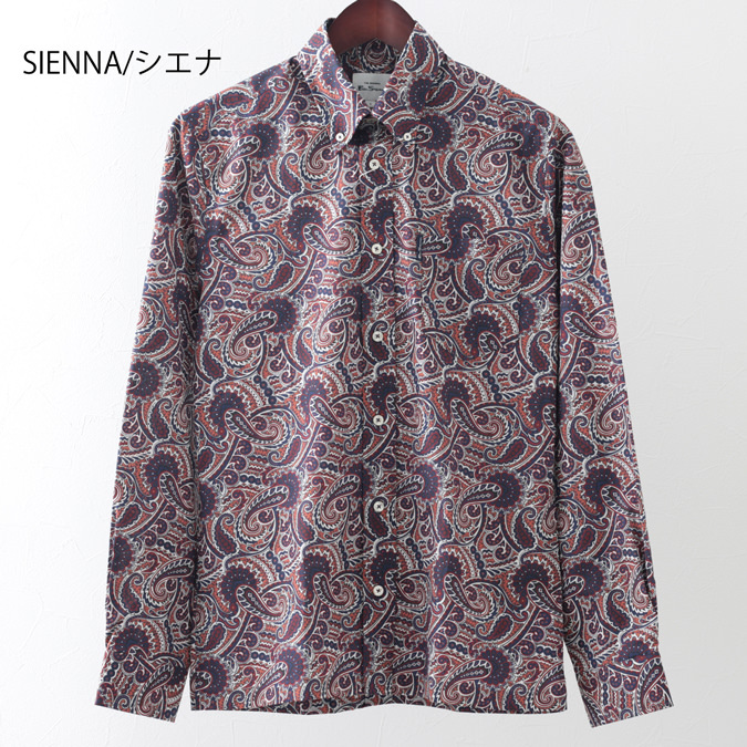 ベンシャーマン メンズ 長袖シャツ ラージペイズリー プリントシャツ Ben Sherman 2色 ポート シエナ ギフト トラッド