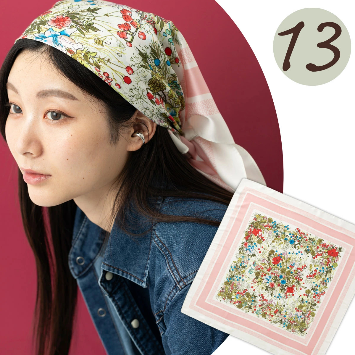 スカーフ 70x70cm SCARF レトロ フラワー ペイズリー アソート