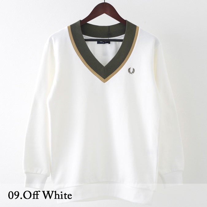 フレッドペリー メンズ チルデン スウェットシャツ プレッピー Vネック Fred Perry 2色...