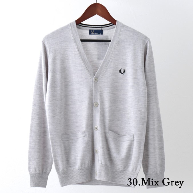 美品 FRED PERRY メリノウール Vネックカーディガン FRED PERRY フレッドペリー カーディガン レディース K4121 V