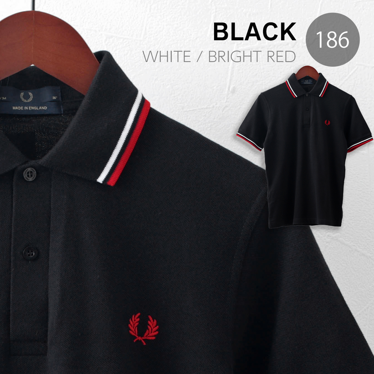 フレッドペリー ポロシャツ Fred Perry M12 ホワイト ブラック 