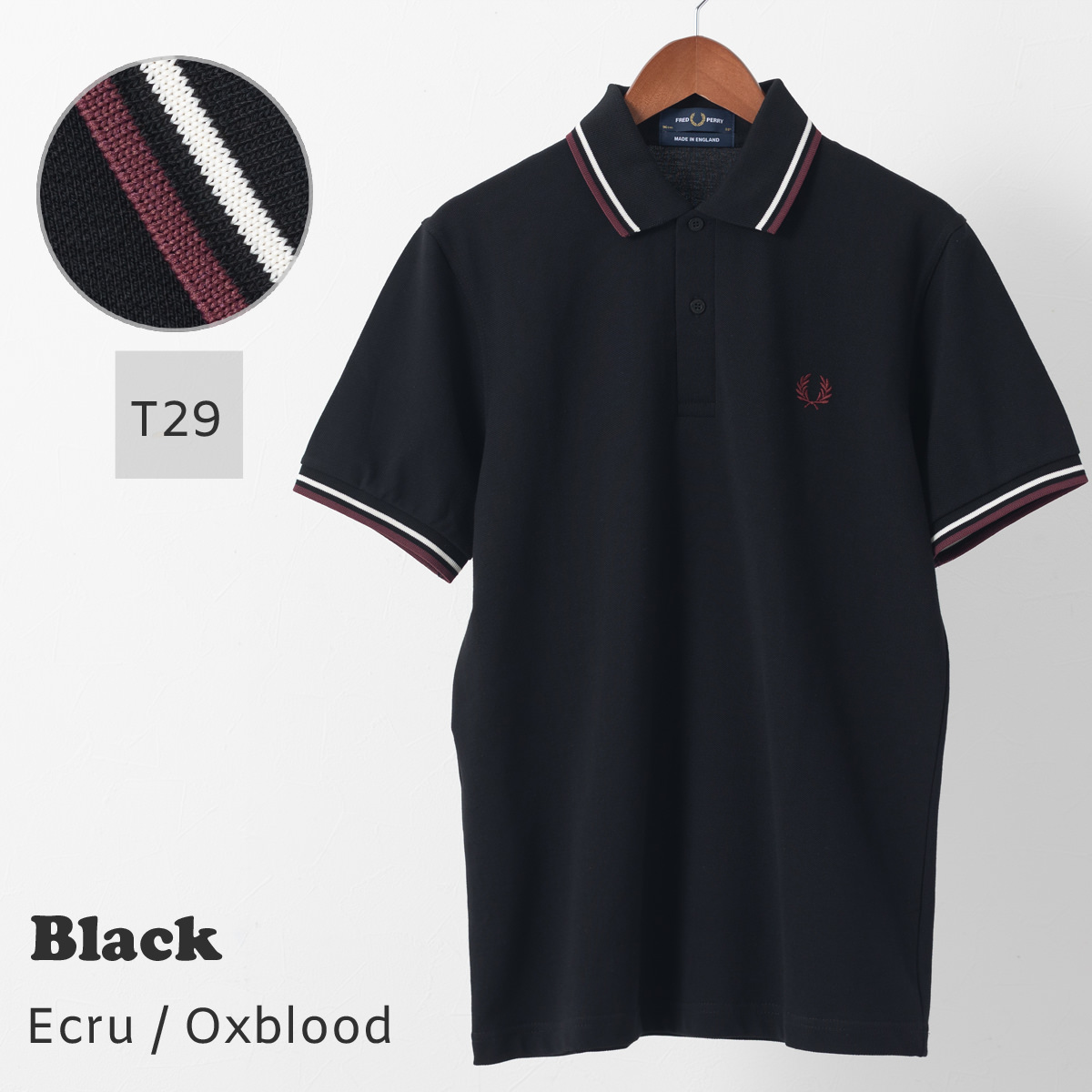 フレッドペリー ポロシャツ Fred Perry M12 ホワイト ブラック 