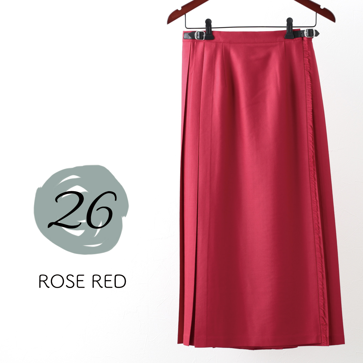 オニールオブダブリン ウール プリーツ入り ロングスカート アイルランド製 赤 O'NEIL of DUBLIN（オニールオブダブリン） オニール オブ ダブリン