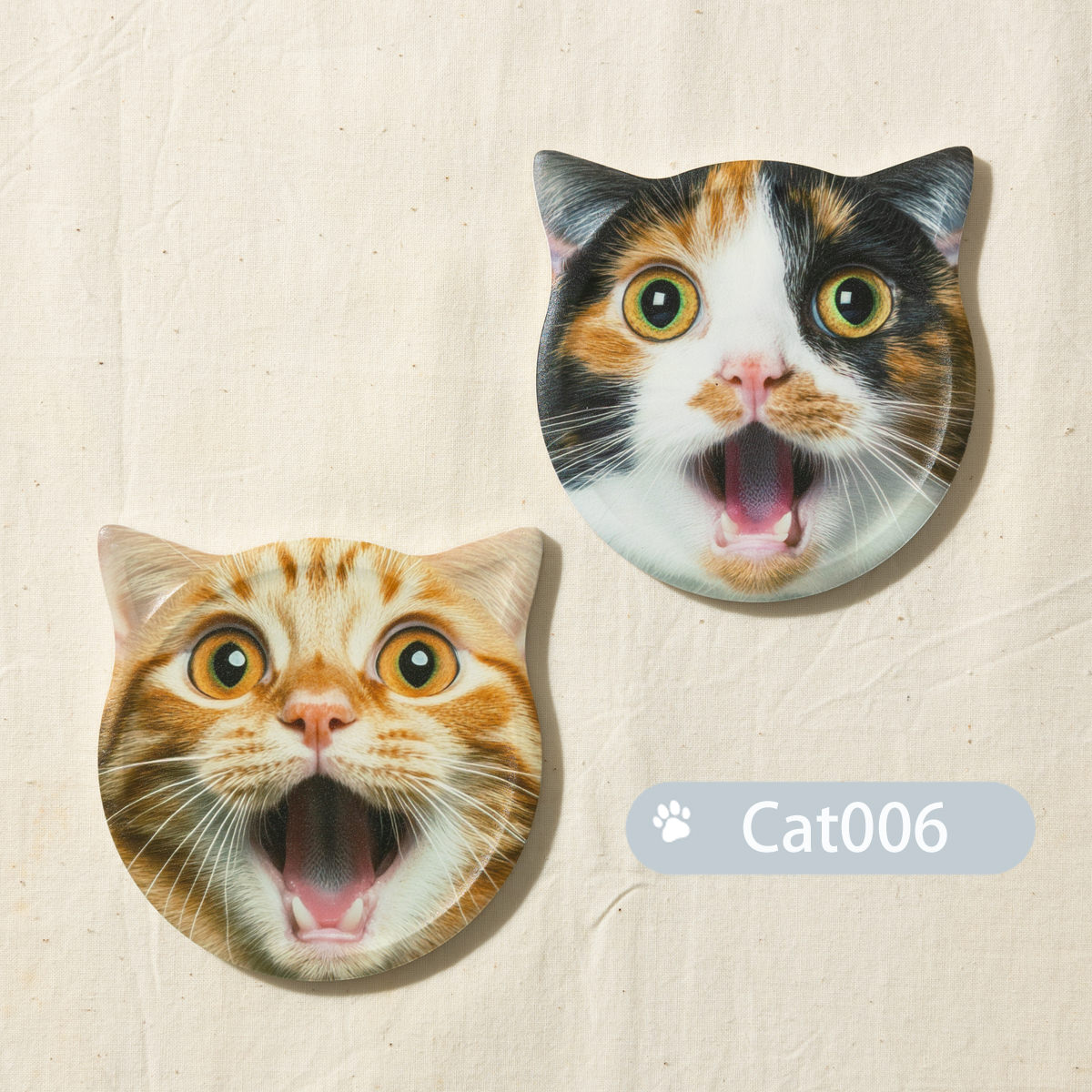 Jubilee セラミック キャットフェイス コースター 猫 顔 2点