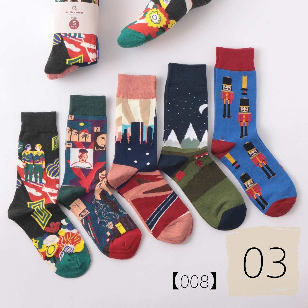 Jubilee Socks 名画や偉人などポップデザイン 靴下5足セット ポップデザイン Jubil...