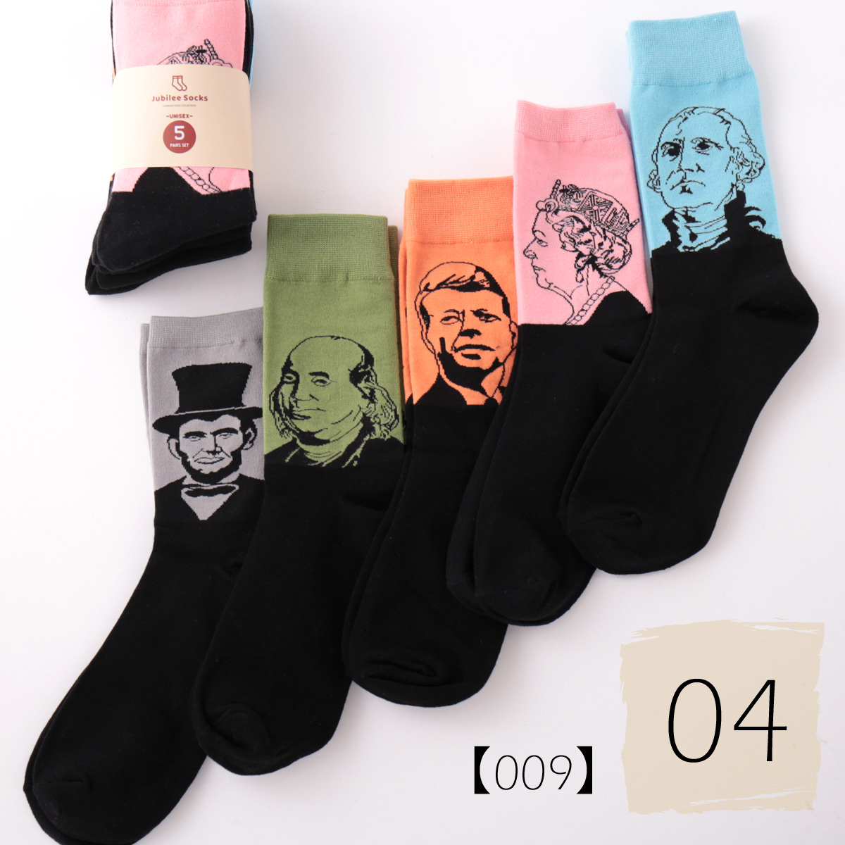 Jubilee Socks 名画や偉人などポップデザイン 靴下5足セット ポップデザイン Jubilee ジュビリー ファッション雑貨 ユニセックス  個性的 ユニーク 派手め