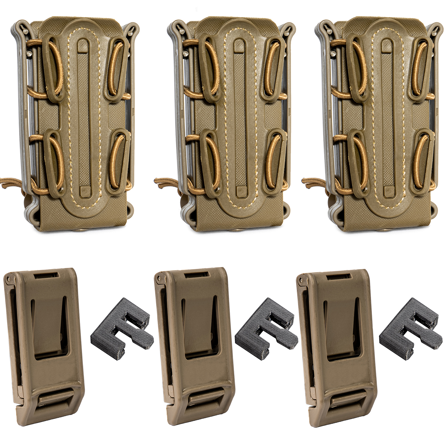 ハンドガン マガジンポーチ 3個セット 留具改良版 オープントップ