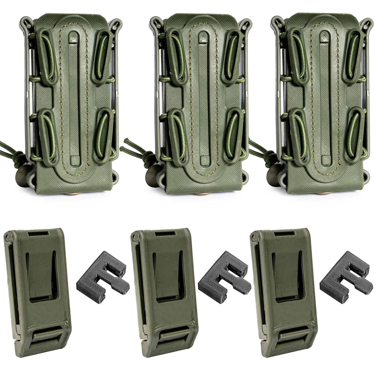 ハンドガン マガジンポーチ 3個セット 留具改良版 オープントップ