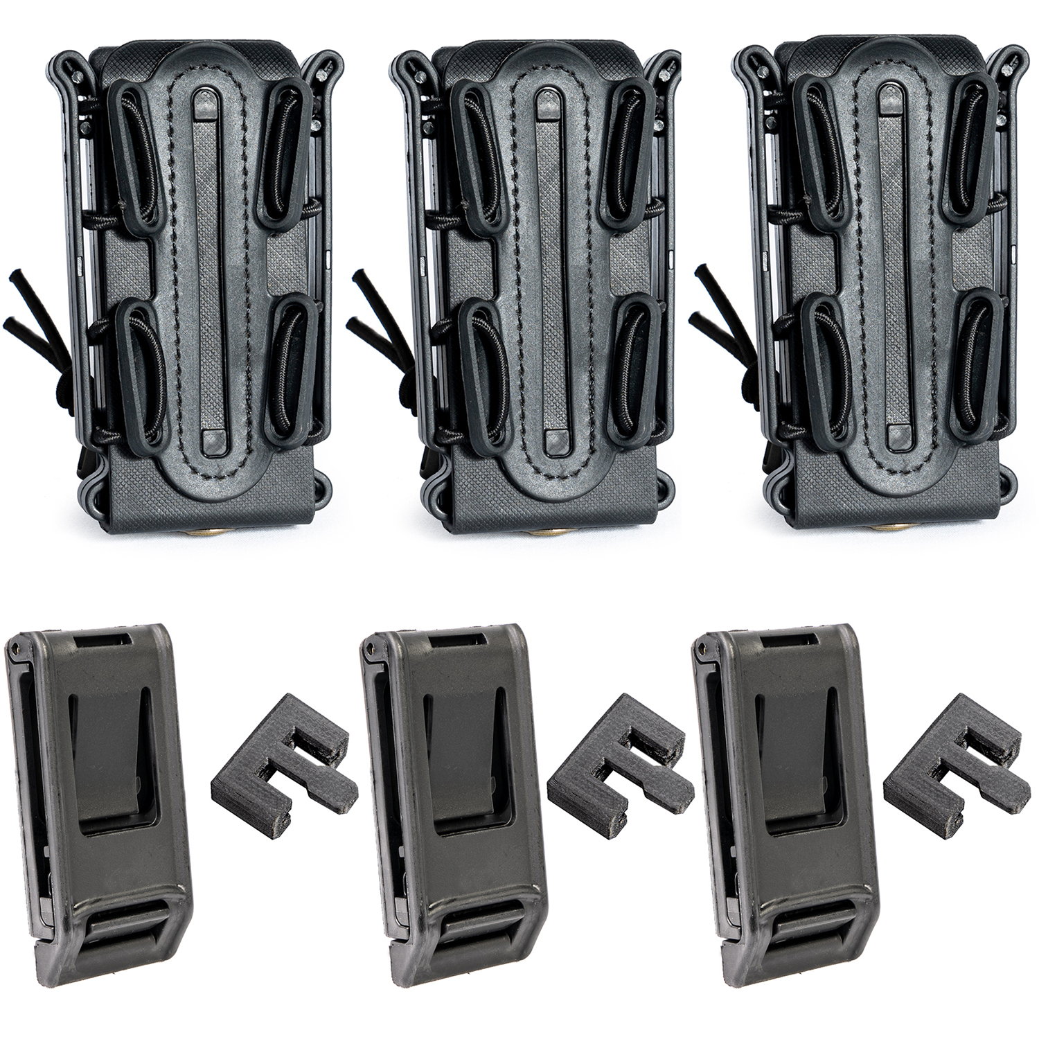 ハンドガン マガジンポーチ 3個セット 留具改良版 オープントップ