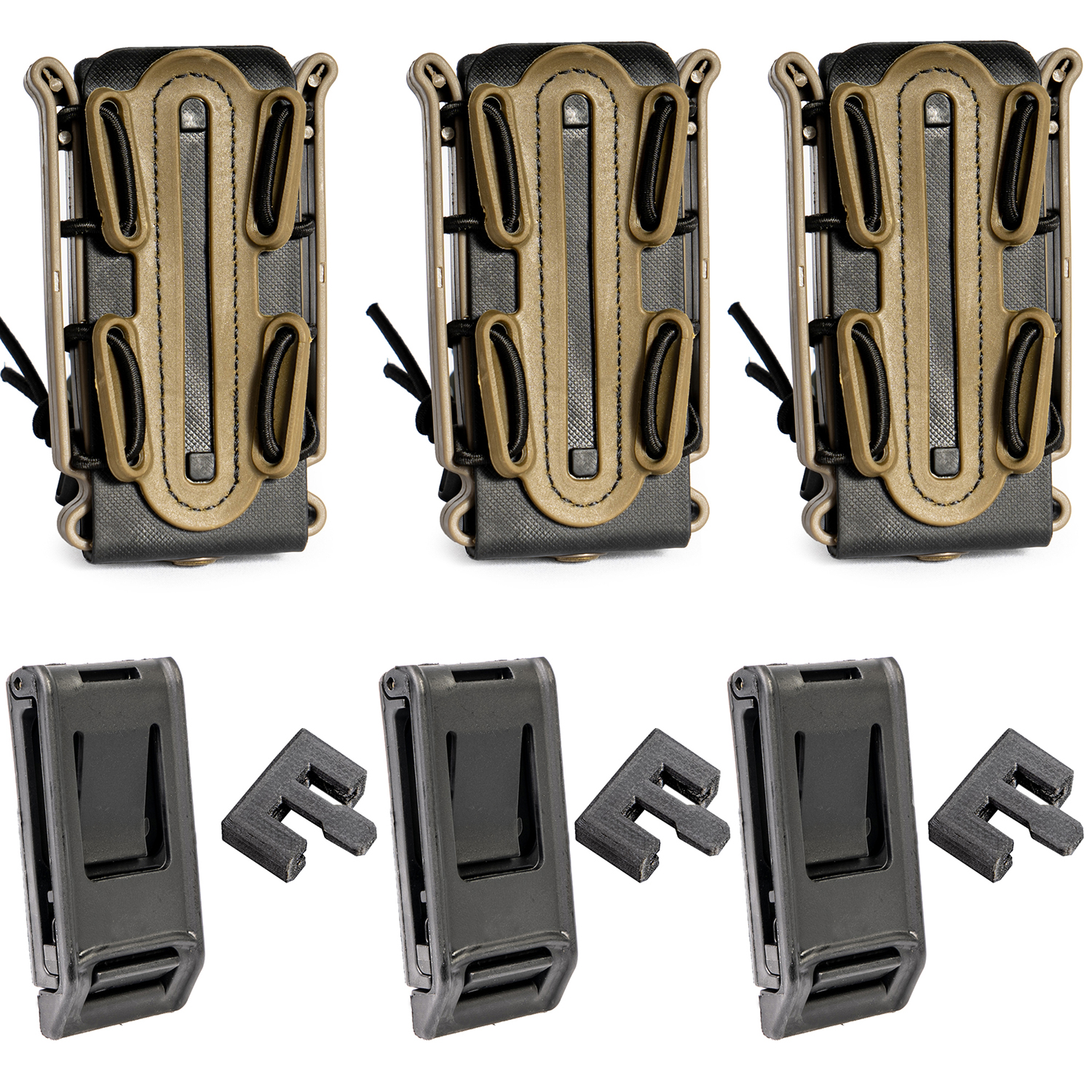 ハンドガン マガジンポーチ 3個セット 留具改良版 オープントップ