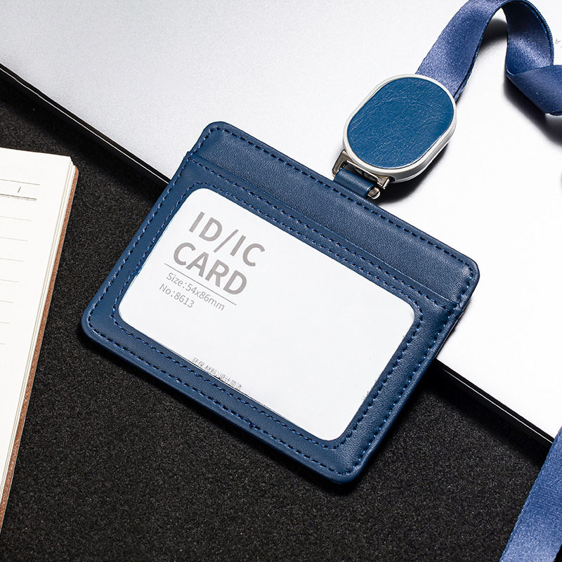 idカードホルダー カードケース 本革 父の日 ギフト 社員証 ケース 薄型 伸縮リール付き 両面 透明窓 パスケース ネックストラップ プレゼント IDホルダー 横 |  | 02