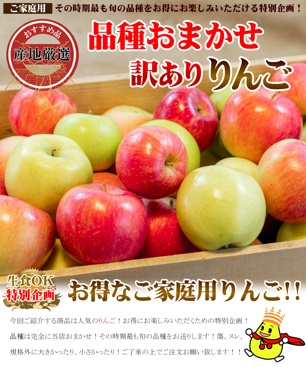 あすつく対応 】品種おまかせ 訳あり りんご 5kg (ご家庭用/11〜30玉