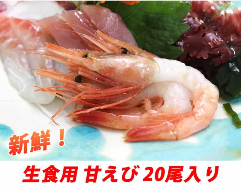 生食用 甘えび 有頭 中むき 2L(13.5〜14.5cm) 20尾入り×12P 甘エビ 海老 宮城県 東北 新鮮 人気
