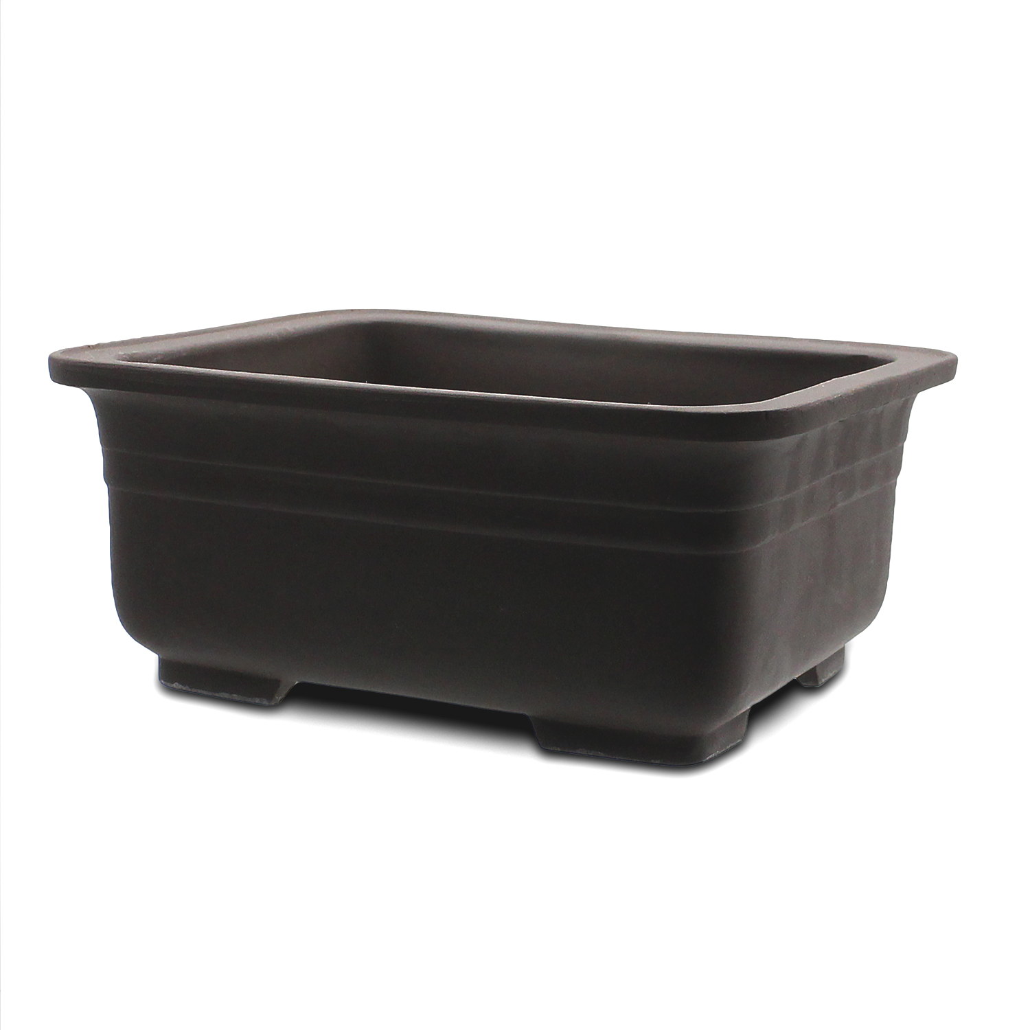 盆栽鉢 7号 ナデ角中帯深 七色 瀬戸焼 深型 陶器 ウ泥 緑 青 黄 白