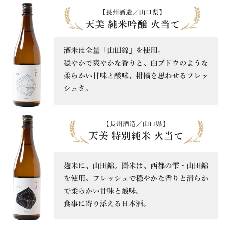 天美飲み比べセット》 純米吟醸 火当て＆特別純米 火当て 720ml×2種 黒