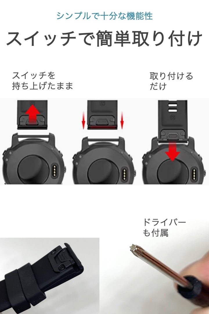 Garmin fenix 交換バンド 22mm 黒 シリコン 防水 互換 Fenix 5